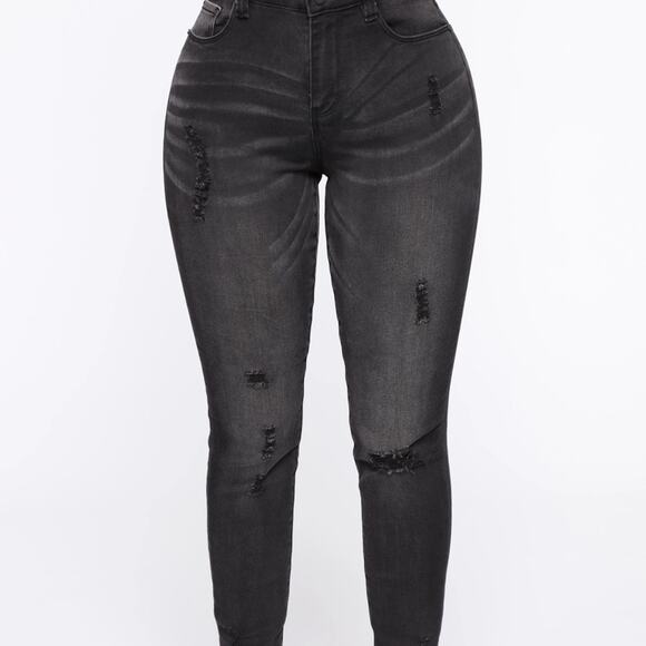 NWT Fashion Nova do it again black distressed skinny jeans size 11 - Picture 3 of 8